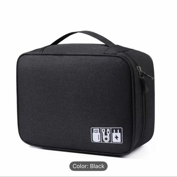 Other - Portable Electronic Organizer Travel Cable Storage Bag Cord Case Accessory BLACK
